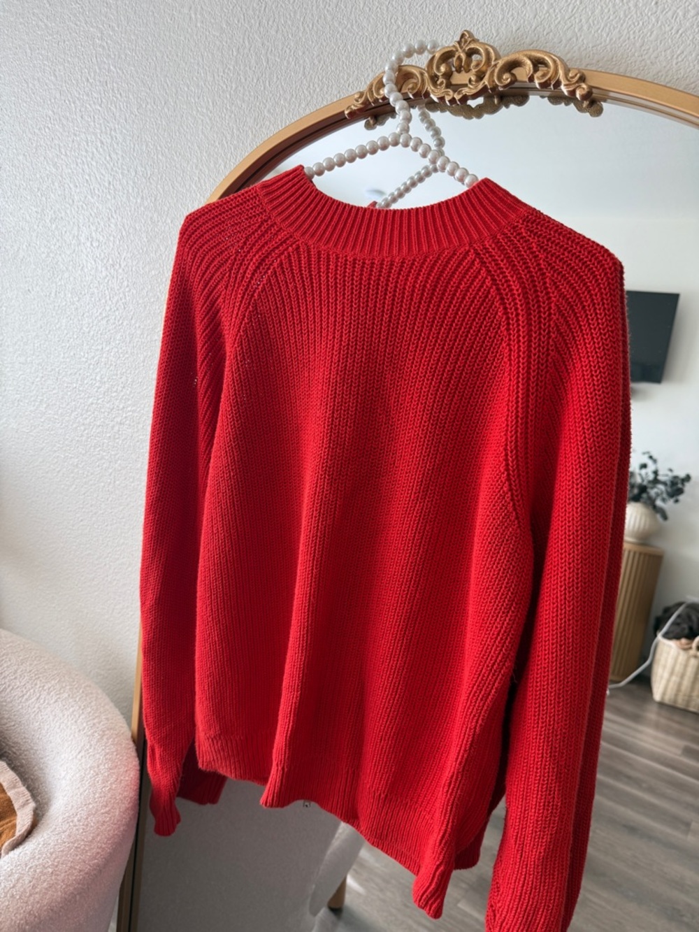 H&M Bright Red Ribbed Knit Sweater